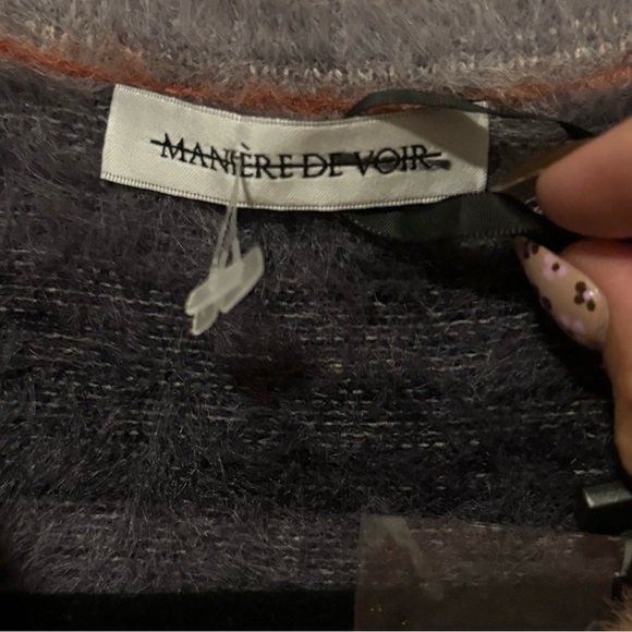 NEW NWT | Maniere De Voir Full furry Knit striped Long sleeve Mini Dress | Small - Picture 5 of 8